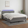 Stella Homewares Box Spring Bed with Mattress&LED Dark Grey 137x187 cm Double Size Fabric