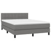 Stella Homewares Box Spring Bed with Mattress&LED Dark Grey 153x203 cm Queen Size Fabric