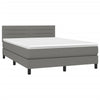 Stella Homewares Box Spring Bed with Mattress&LED Dark Grey 153x203 cm Queen Size Fabric