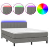 Stella Homewares Box Spring Bed with Mattress&LED Dark Grey 153x203 cm Queen Size Fabric