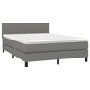 Stella Homewares Box Spring Bed with Mattress&LED Dark Grey 153x203 cm Queen Size Fabric