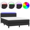 Stella Homewares Box Spring Bed with Mattress&LED Black 153x203 cm Queen Size Faux Leather