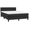Stella Homewares Box Spring Bed with Mattress&LED Black 153x203 cm Queen Size Faux Leather