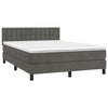 Stella Homewares Box Spring Bed with Mattress&LED Dark Grey 137x187 cm Double Size Velvet