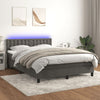 Stella Homewares Box Spring Bed with Mattress&LED Dark Grey 137x187 cm Double Size Velvet