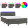 Stella Homewares Box Spring Bed with Mattress&LED Dark Grey 137x187 cm Double Size Velvet