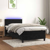 Stella Homewares Box Spring Bed with Mattress&LED Black 106x203 cm King Single Size Velvet