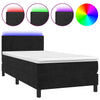 Stella Homewares Box Spring Bed with Mattress&LED Black 106x203 cm King Single Size Velvet