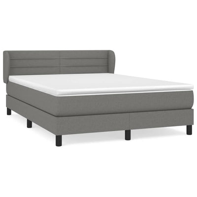 Stella Homewares Box Spring Bed with Mattress Dark Grey 137x187 cm Double Size Fabric