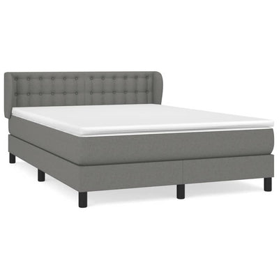 Stella Homewares Box Spring Bed with Mattress Dark Grey 153x203 cm Queen Size Fabric