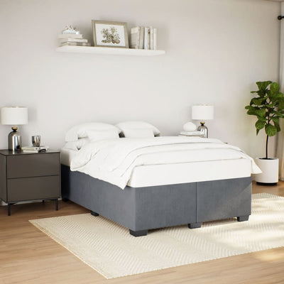 Stella Homewares Bed Frame without Mattress Dark Grey Queen Velvet