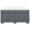 Stella Homewares Box Spring Bed with Mattress Dark Grey Double Velvet