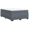 Stella Homewares Box Spring Bed with Mattress Dark Grey Double Velvet