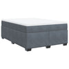 Stella Homewares Box Spring Bed with Mattress Dark Grey Queen Velvet