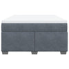 Stella Homewares Box Spring Bed with Mattress Dark Grey Queen Velvet