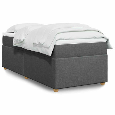 Stella Homewares Box Spring Bed with Mattress Dark Grey King Single Fabric