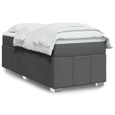 Stella Homewares Box Spring Bed with Mattress Dark Grey King Single Fabric