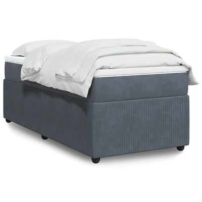 Stella Homewares Box Spring Bed with Mattress Dark Grey King Single Velvet