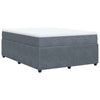 Stella Homewares Box Spring Bed with Mattress Dark Grey Queen Velvet
