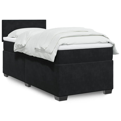Stella Homewares Box Spring Bed with Mattress Black King Single Fabric