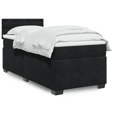 Stella Homewares Box Spring Bed with Mattress Black King Single Fabric
