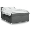 Stella Homewares Box Spring Bed with Mattress Dark Grey Double Fabric