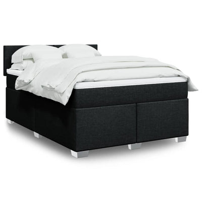 Stella Homewares Box Spring Bed with Mattress Black Queen Fabric