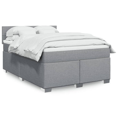 Stella Homewares Box Spring Bed with Mattress Dark Grey Queen Fabric