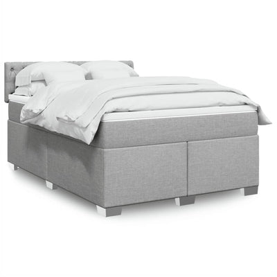 Stella Homewares Box Spring Bed with Mattress Dark Grey Queen Fabric