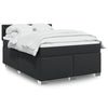 Stella Homewares Box Spring Bed with Mattress Black Queen Faux Leather