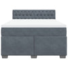 Stella Homewares Box Spring Bed with Mattress Dark Grey Double Velvet