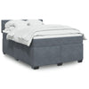 Stella Homewares Box Spring Bed with Mattress Dark Grey Double Velvet