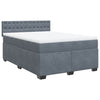Stella Homewares Box Spring Bed with Mattress Dark Grey Double Velvet