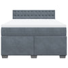 Stella Homewares Box Spring Bed with Mattress Dark Grey Double Velvet