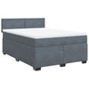 Stella Homewares Box Spring Bed with Mattress Dark Grey Queen Velvet