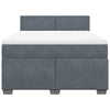 Stella Homewares Box Spring Bed with Mattress Dark Grey Queen Velvet