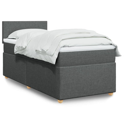 Stella Homewares Box Spring Bed with Mattress Dark Grey King Single Fabric