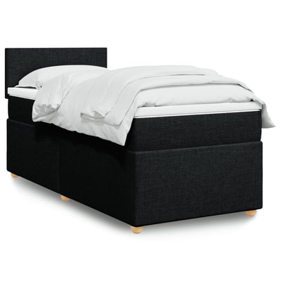 Stella Homewares Box Spring Bed with Mattress Black King Single Fabric