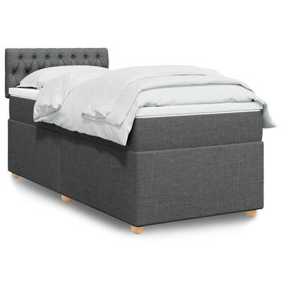 Stella Homewares Box Spring Bed with Mattress Dark Grey King Single Fabric