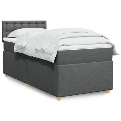 Stella Homewares Box Spring Bed with Mattress Dark Grey King Single Fabric