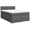 Stella Homewares Box Spring Bed with Mattress Dark Grey Double Fabric