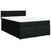 Stella Homewares Box Spring Bed with Mattress Black Double Fabric