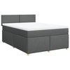 Stella Homewares Box Spring Bed with Mattress Dark Grey Queen Fabric