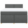 Stella Homewares Box Spring Bed with Mattress Dark Grey Queen Fabric