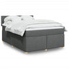 Stella Homewares Box Spring Bed with Mattress Dark Grey Queen Fabric