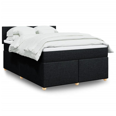 Stella Homewares Box Spring Bed with Mattress Black Queen Fabric