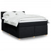 Stella Homewares Box Spring Bed with Mattress Black Queen Fabric