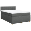 Stella Homewares Box Spring Bed with Mattress Dark Grey Queen Fabric
