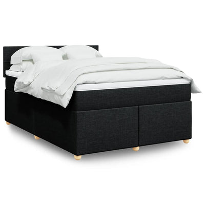 Stella Homewares Box Spring Bed with Mattress Black Queen Fabric