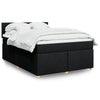Stella Homewares Box Spring Bed with Mattress Black Queen Fabric